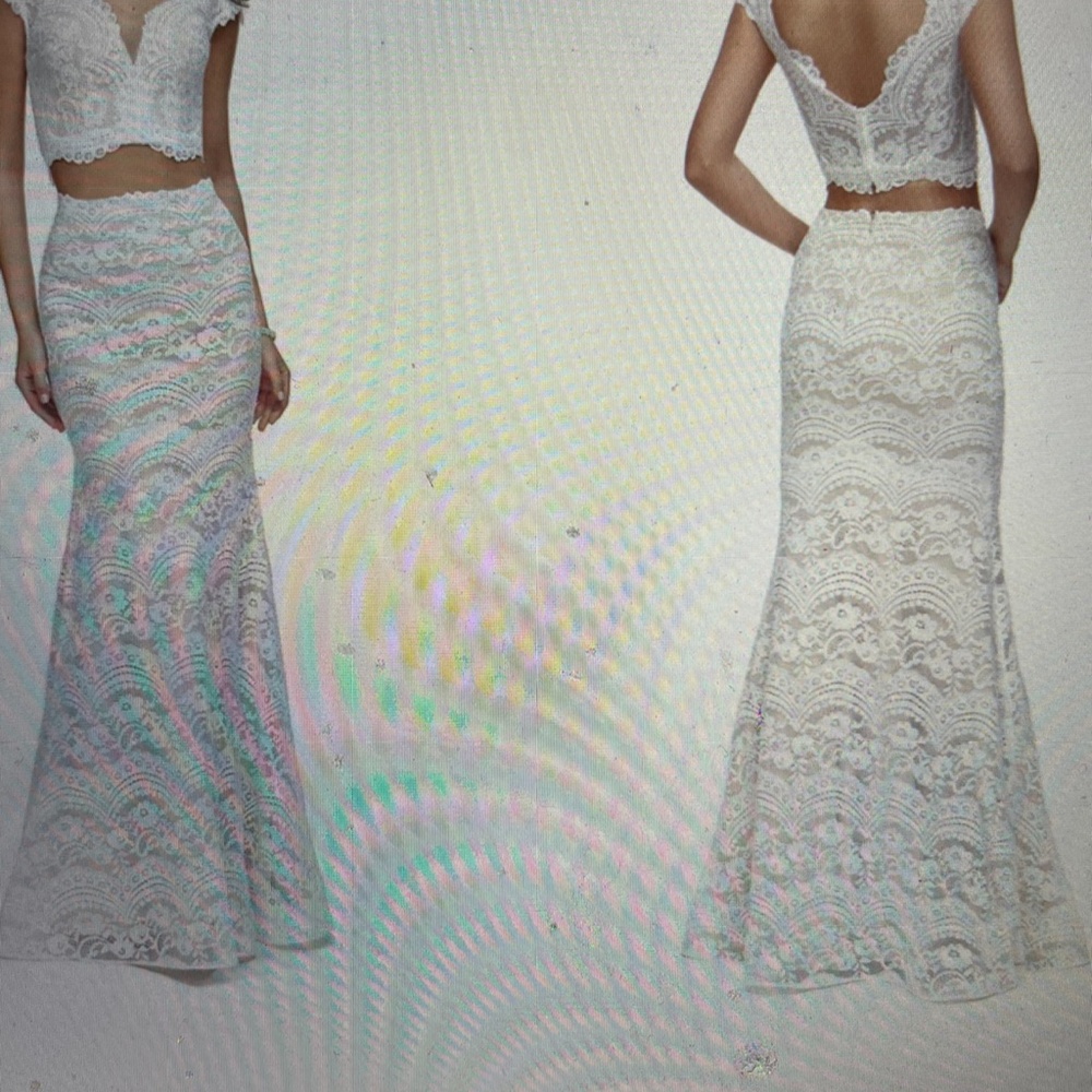 La Femme Two Piece Lace Mermaid Gown